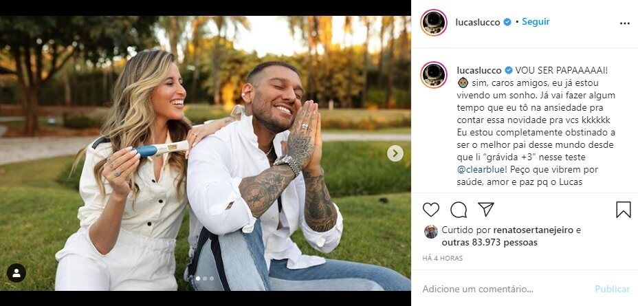 Vem Beb Por A Lucas Lucco E Lorena Carvalho Anunciam Gravidez Ap S