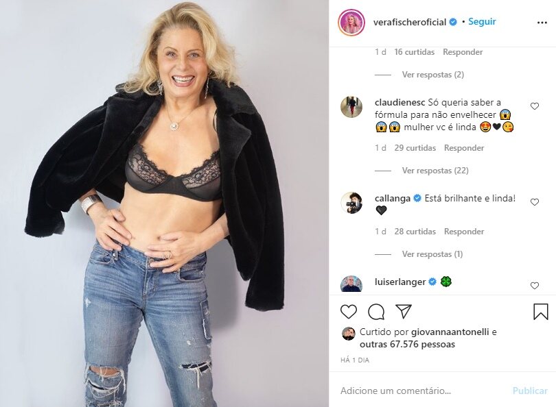 Aos Anos Vera Fischer Mostra Barriga Sarada E Ganha Elogios Brilhante E Linda F Noticia